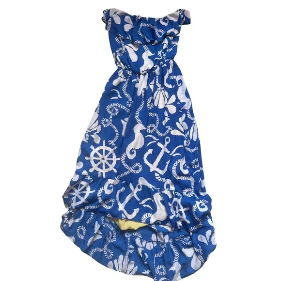 Lilly Pulitzer Dock Hopper Caldwell Dress Strapless Hi-Lo Nautical Summer Size S - Picture 3 of 11